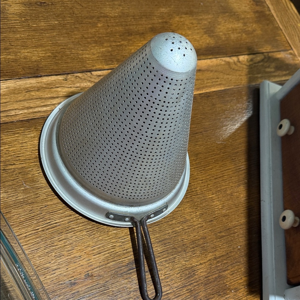 Vintage aluminum Metal Cone Strainer